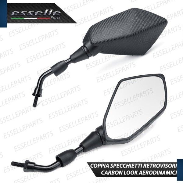 Coppia Specchietti Retrovisori Carbon Look Universali Per Moto Motorini