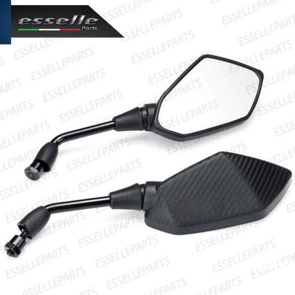 Coppia Specchietti Retrovisori Carbon Look Universali Per Moto Motorini