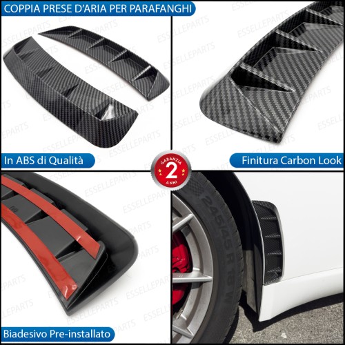 Coppia Prese D Aria Sportive Per Cofano CARBON LOOK Adesive In ABS