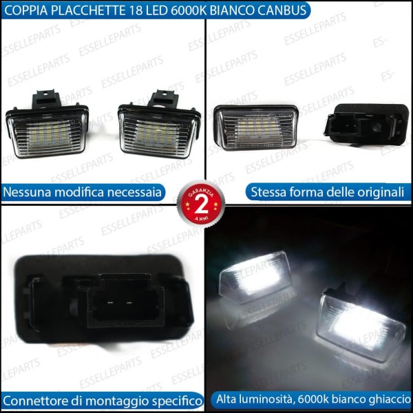 Coppia Placchette Targa Led Complete Led Canbus K Peugeot