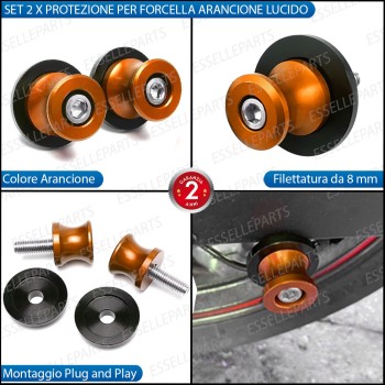 SET NOTTOLINI PROTEZIONE FORCELLA IN ACCIAIO ARANCIONE LUCIDO PER KAWASAKI Z250 2015-2016 ABS