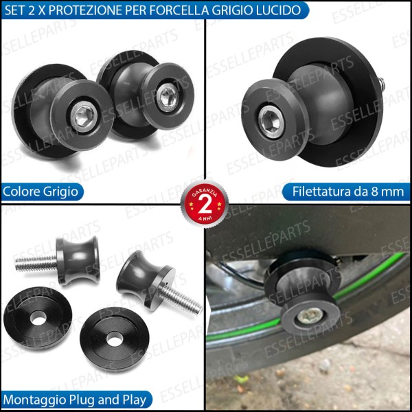SET NOTTOLINI PROTEZIONE FORCELLA IN ACCIAIO GRIGIO LUCIDO PER KAWASAKI VERSYS 1000 2021 S