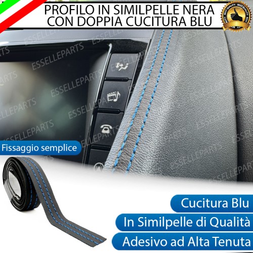 Profilo interno adesivo in Similpelle con Cuciture BLU per interni Auto