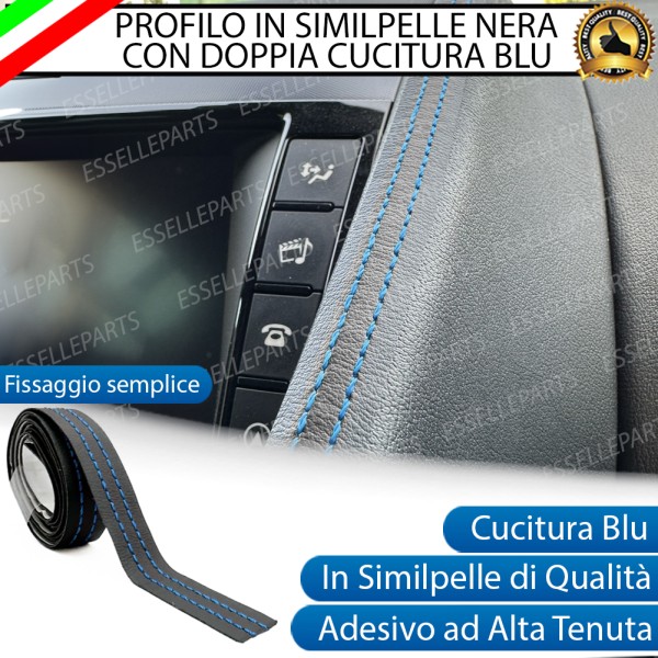 Profilo interno adesivo in Similpelle con Cuciture BLU per interni Auto