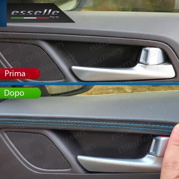 Profilo interno adesivo in Similpelle con Cuciture BLU per interni Auto