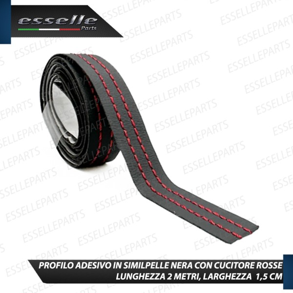 Profilo interno adesivo in Similpelle con Cuciture ROSSE per interni Auto