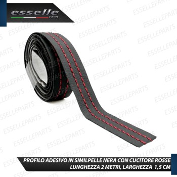 Profilo interno adesivo in Similpelle con Cuciture ROSSE per interni Auto Profilo interno adesivo in Similpelle con Cuciture ROSSE per interni Auto