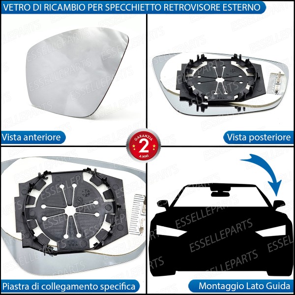 Specchietto Retrovisore Termico Laterale LATO GUIDATORE per OPEL MOKKA B