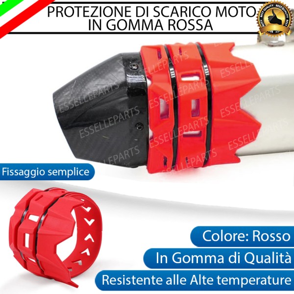 PROTEZIONE PER SCARICO TERMINALE IN GOMMA ROSSO PER MOTO, CROSS, ENDURO
