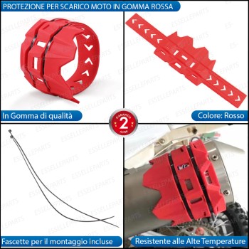 PROTEZIONE PER SCARICO TERMINALE IN GOMMA ROSSO PER MOTO, CROSS, ENDURO