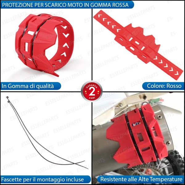 PROTEZIONE PER SCARICO TERMINALE IN GOMMA ROSSO