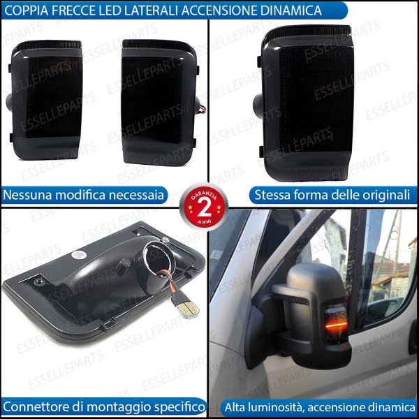 Placchette Dinamiche Laterali nere a led per frecce specifiche per FIAT DUCATO III