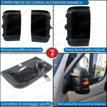 Placchette Dinamiche Laterali nere a led per frecce specifiche per FIAT DUCATO III