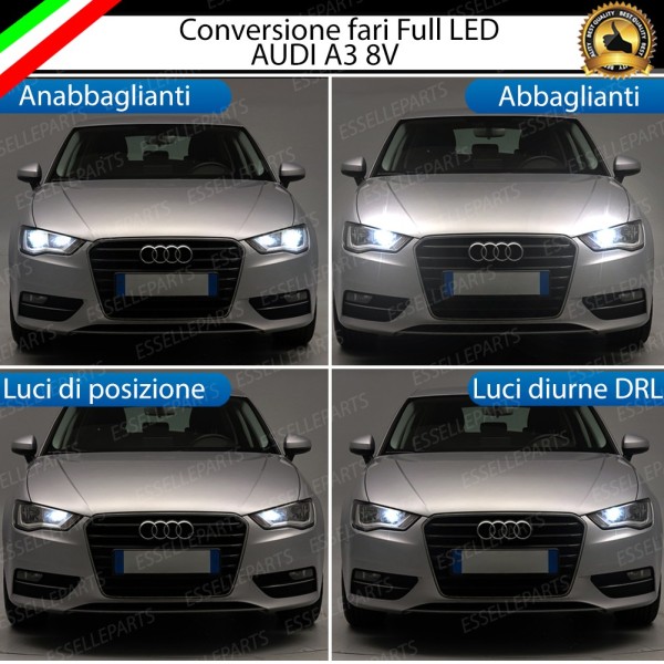 Conversione Fari Full LED 6000K bianco Audi A3 8V