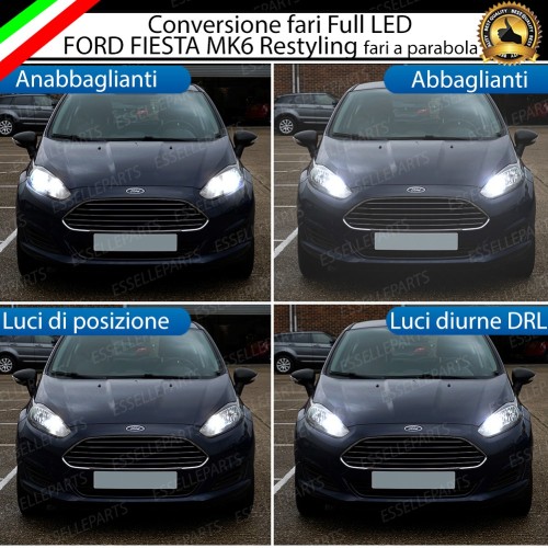 Conversione Fari Full LED 6000K bianco Ford Fiesta MK6 Restyling Con faro a parabola