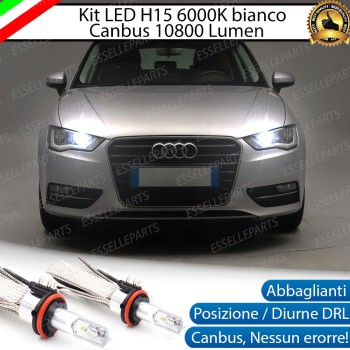 Kit Luci Diurne/Abbaglianti H15 10800 Lumen 6000K bianco AUDI A3 8V Kit Luci Diurne/Abbaglianti H15 10800 Lumen 6000K bianco AUDI A3 8V