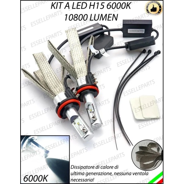 Kit Luci Diurne/Abbaglianti H15 10800 Lumen 6000K bianco AUDI A3 8V