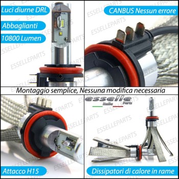 Kit Luci Diurne/Abbaglianti H15 10800 Lumen 6000K bianco BMW X1 E84 Kit Luci Diurne/Abbaglianti H15 10800 Lumen 6000K bianco BMW X1 E84
