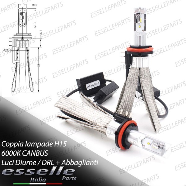 Kit Luci Diurne/Abbaglianti H15 10800 Lumen 6000K bianco BMW X1 E84