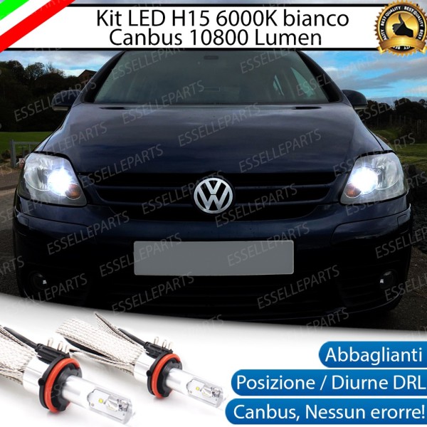 Kit Luci Diurne/Abbaglianti H15 10800 Lumen 6000K bianco VW GOLF PLUS