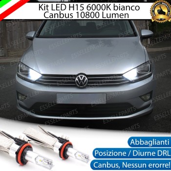 Kit Luci Diurne/Abbaglianti H15 10800 Lumen 6000K bianco VW GOLF SPORTSVAN