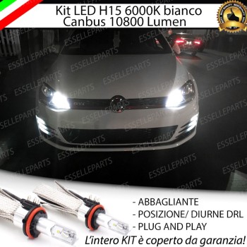 Kit Luci Diurne DRL / Abbaglianti H15 10800 Lumen canbus 6000K bianco VW GOLF 7