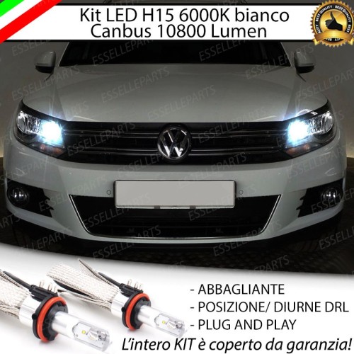 Per modelli Restyling Diurne/Abbaglianti H15 LED 10800 Lumen 6000K bianco