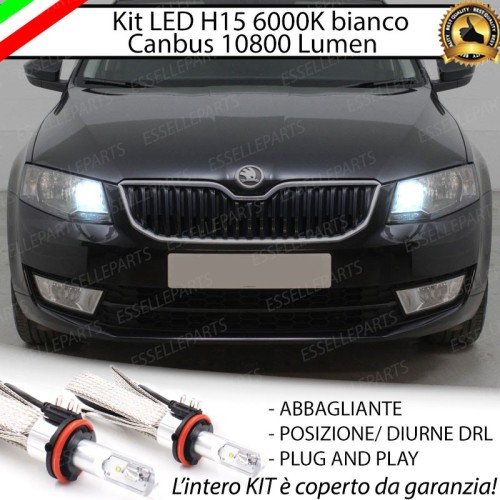Kit Luci Diurne/Abbaglianti H15 10800 Lumen 6000K bianco SKODA OCTAVIA MK3