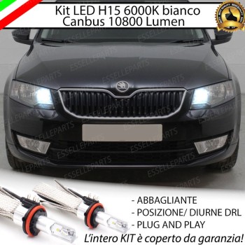 Kit Luci Diurne/Abbaglianti H15 10800 Lumen 6000K bianco SKODA OCTAVIA MK3