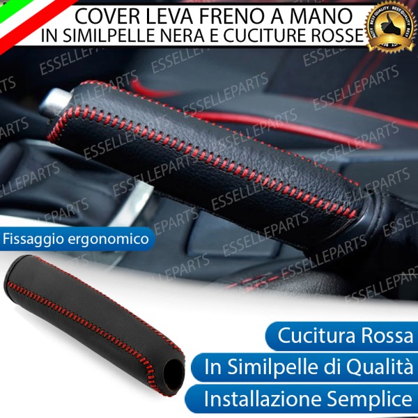 COVER LEVA FRENO A MANO IN SIMILPELLE NERA E CUCITURE ROSSE PER AIXAM EMOTION