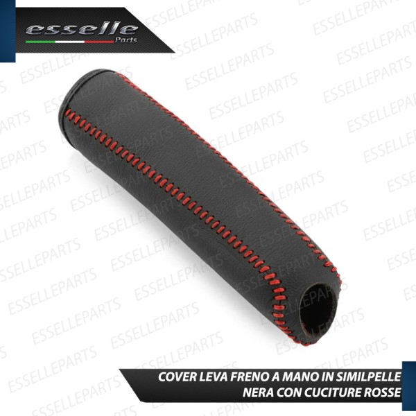 COVER LEVA FRENO A MANO IN SIMILPELLE NERA E CUCITURE ROSSE PER LANCIA YPSILON MK2 846 PRE-RESTYLING