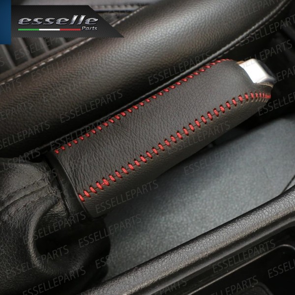 COVER LEVA FRENO A MANO IN SIMILPELLE NERA E CUCITURE ROSSE PER SEAT IBIZA 6L