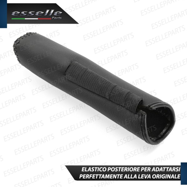 COVER LEVA FRENO A MANO IN SIMILPELLE NERA E CUCITURE NERE PER HYUNDAI I20 MK2