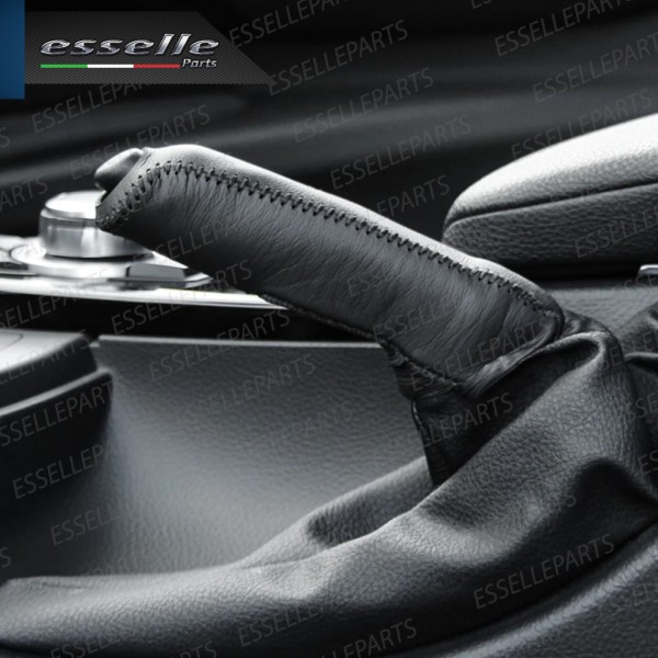 COVER LEVA FRENO A MANO IN SIMILPELLE NERA E CUCITURE NERE PER OPEL CORSA E