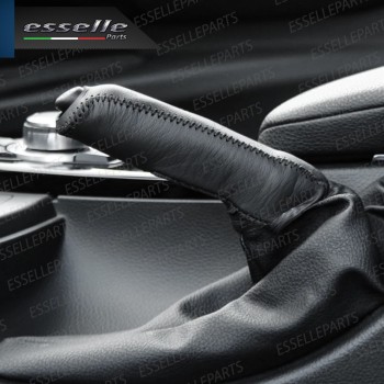 COVER LEVA FRENO A MANO IN SIMILPELLE NERA E CUCITURE NERE PER OPEL CORSA E COVER LEVA FRENO A MANO IN SIMILPELLE NERA E CUCITURE NERE PER OPEL CORSA E