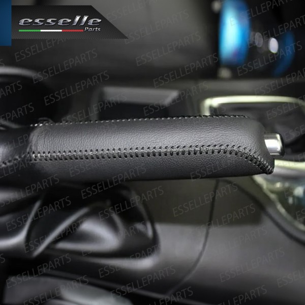 COVER LEVA FRENO A MANO IN SIMILPELLE NERA E CUCITURE NERE PER OPEL CORSA E