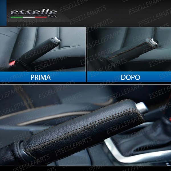 COVER LEVA FRENO A MANO IN SIMILPELLE NERA E CUCITURE NERE PER OPEL CORSA E