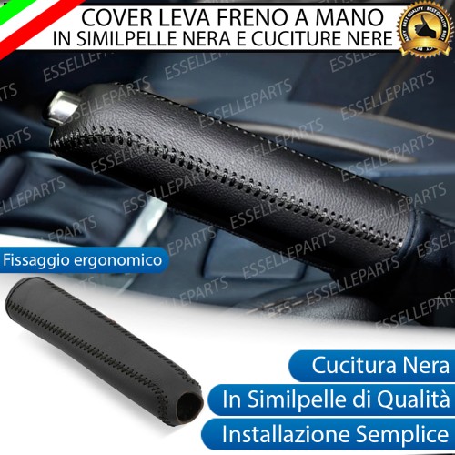 COVER LEVA FRENO A MANO IN SIMILPELLE NERA E CUCITURE NERE PER SKODA CITIGO PRE-RESTYLING