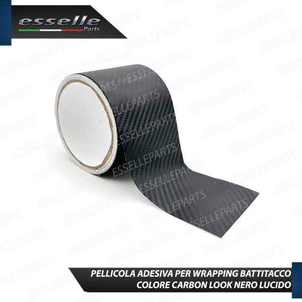 Pellicola Wrapping in Carbon Look Nero Opaco per Battitacco 7 CM X 5 MT