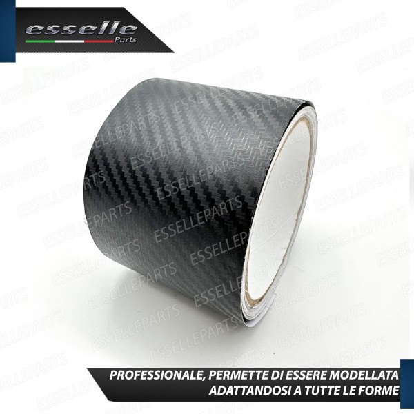 Pellicola Wrapping in Carbon Look Nero Opaco per Battitacco 7 CM X 5 MT