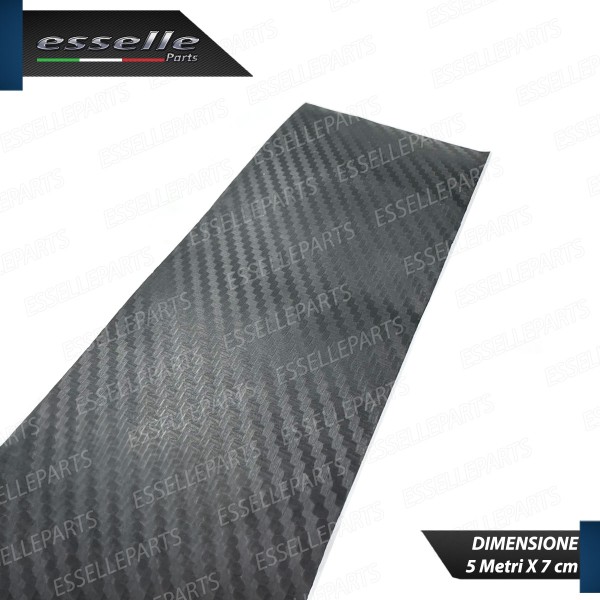 Pellicola Wrapping in Carbon Look Nero Opaco per Battitacco 7 CM X 5 MT