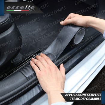 Pellicola Wrapping in Carbon Look Nero Opaco per Battitacco 7 CM X 5 MT