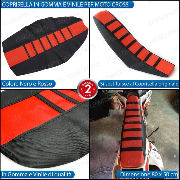 Coprisella in Gomma e Vinile NERO E ROSSO per Moto Cross Enduro