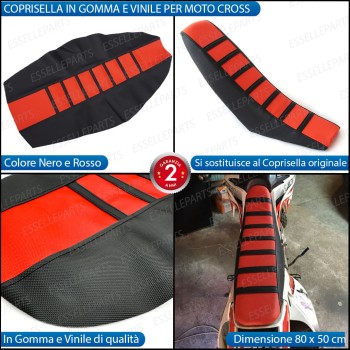 Coprisella in Gomma e Vinile NERO E ROSSO per Moto Cross Enduro