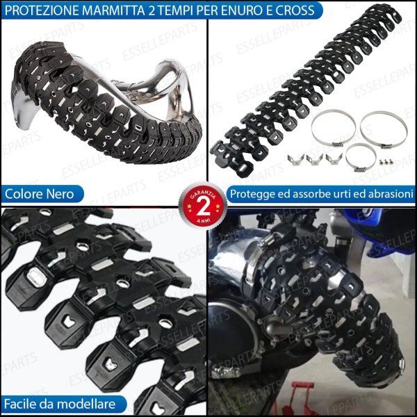PROTEZIONE PER MARMITTA SCARICO NERO PER MOTO, ENDURO, CROSS 2T ARMADILLO