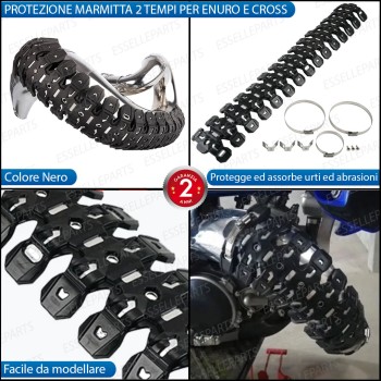 PROTEZIONE PER MARMITTA SCARICO NERO PER MOTO, ENDURO, CROSS 2T ARMADILLO