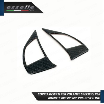 COPPIA INSERTI COMANDI AL VOLANTE IN CARBON LOOK PER ABARTH 500 595 695 PRE-RESTYLING