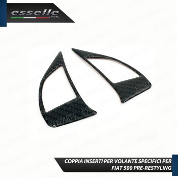 COPPIA INSERTI COMANDI AL VOLANTE IN CARBON LOOK PER FIAT 500 PRE-RESTYLING