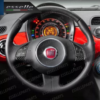 COPPIA INSERTI COMANDI AL VOLANTE IN CARBON LOOK PER FIAT 500 PRE-RESTYLING