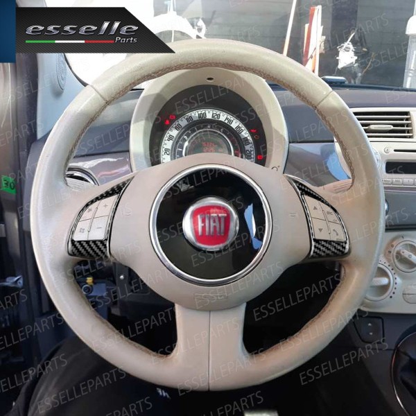COPPIA INSERTI COMANDI AL VOLANTE IN CARBON LOOK PER FIAT 500 PRE-RESTYLING